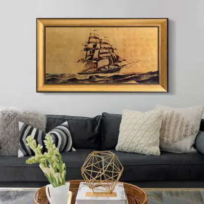 Tranh Thuận buồm sơn mài dát vàng 50x100 tặng tân gia, khai trương ý nghĩa - Hình ảnh 6