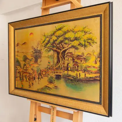 Tranh sơn mài Vinh Quy Bái Tổ dát vàng ý nghĩa treo phòng khách - Hình ảnh 5