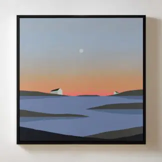 Tranh phong cảnh nhà bên hoàng hôn chiều canvas