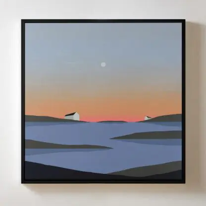 Tranh phong cảnh nhà bên hoàng hôn chiều canvas