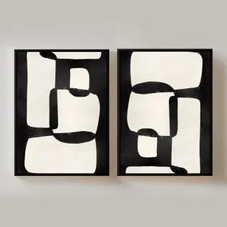 Black n White - Bộ 2 tranh trừu tượng trắng đen