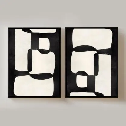Black n White - Bộ 2 tranh trừu tượng trắng đen - Hình ảnh 2