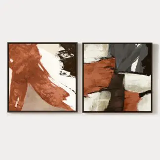 Orange - Bộ 2 Tranh trang trí phòng khách canvas trừu tượng vuông