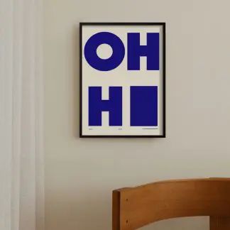 OH HI - Poster tranh khung kính chữ xanh dương