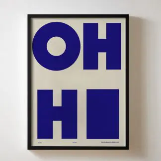 OH HI - Poster tranh khung kính chữ xanh dương