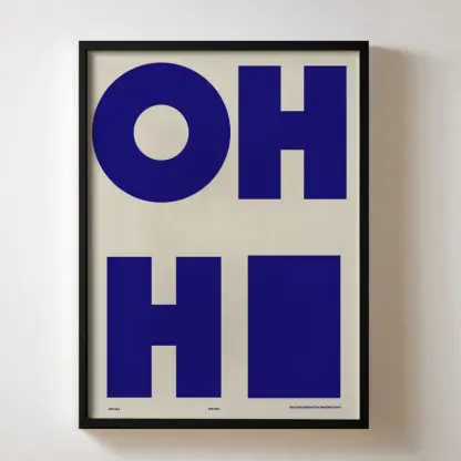 OH HI - Poster tranh khung kính chữ xanh dương - Hình ảnh 2