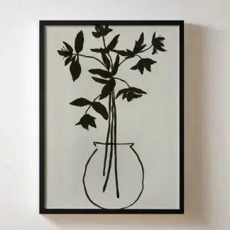 The vase - tranh Lọ hoa khung kính trắng đen