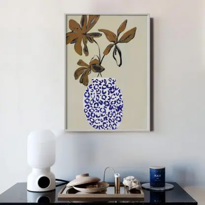 The vase 2 - Tranh lọ hoa xanh khung kính - Hình ảnh 4