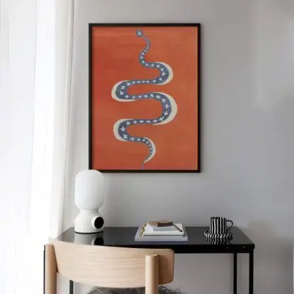 The snake - Tranh trang trí phòng khách  khung kính màu cam - Hình ảnh 2