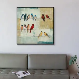 Little birds - Tranh canvas những chú chim non trên cành cây