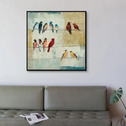 Little birds - Tranh canvas những chú chim non trên cành cây