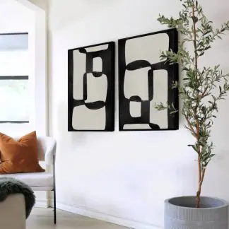 Black n White - Bộ 2 tranh trừu tượng trắng đen