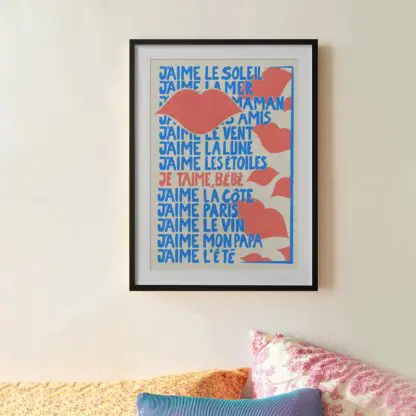 J'aime le soleit - Tranh khung kính typography