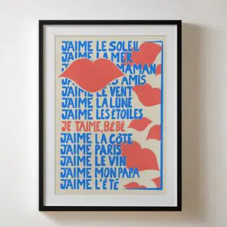 J'aime le soleit - Tranh khung kính typography