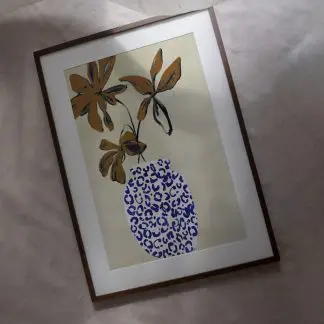 The vase 2 - Tranh lọ hoa xanh khung kính