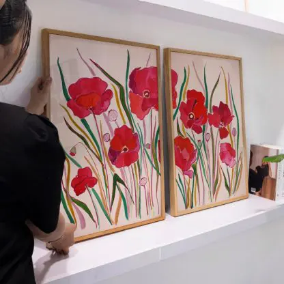Red Poppy - Bộ 2 tranh khung kính - Ảnh 3