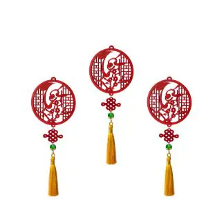 Bộ 3 dây đỏ treo tết chữ Tết thư pháp phụ kiện trang trí cây đào cây mai | 3TED