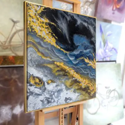 Golden river - Tranh vẽ trừu tượng sơn dầu dát vàng - Hình ảnh 5