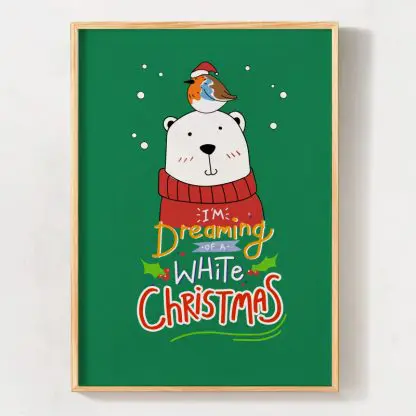 White Christmas - Tranh giáng sinh gấu trắng, quà Noel ý nghĩa