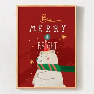 Lovely Bear - Tranh Noel khung kính Giáng Sinh gấu trắng