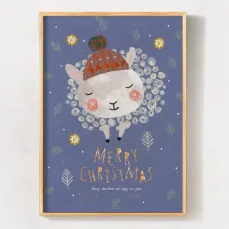 Little Sheep - Tranh giáng sinh màu tím, quà Noel
