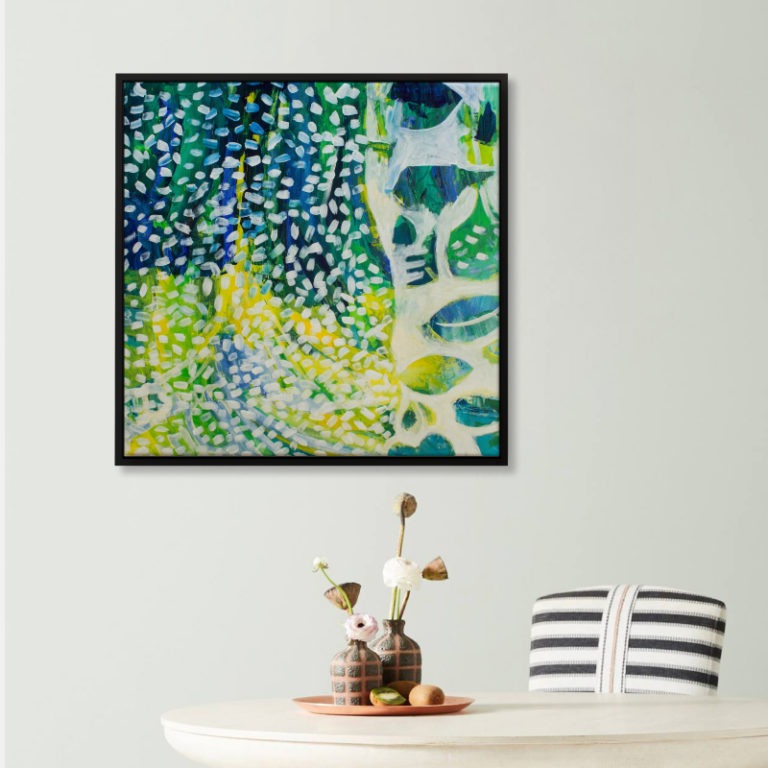Sắc xanh - Tranh canvas trừu tượng treo tường 80 x 80 cm