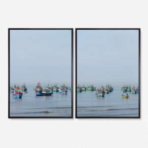 Bộ 2 tranh canvas phong cảnh quê hương Làng Chài