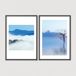 Bộ 2 tranh khung kính treo tường Sương Mây 40x60 cm/ tranh