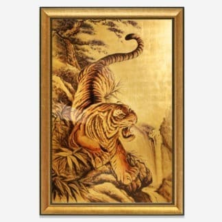 Mãnh Hổ Hạ Sơn - Tranh sơn mài dát vàng quà tặng - Lý tưởng chọn làm quà tân gia - Quà mừng thọ - Quà tặng sếp