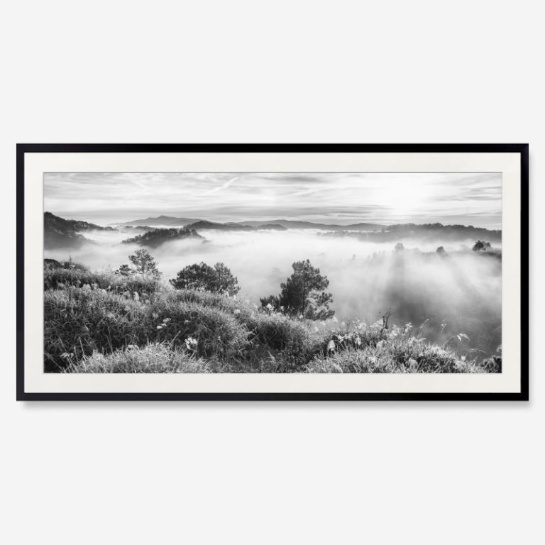 Sương trên núi - Tranh khung kính treo tường B&W 63x123 cm