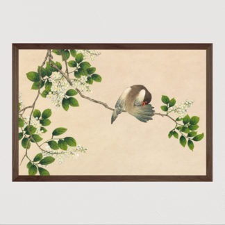 Preening Bird- Tranh in khung kính gỗ sồi Danh họa Zhang Ruoai (1713-1746) 60x80 cm