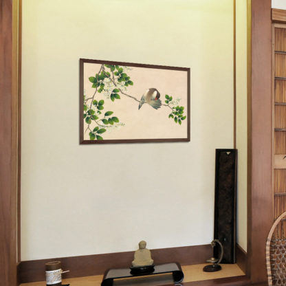 Preening Bird- Tranh in khung kính gỗ sồi Danh họa Zhang Ruoai (1713-1746) 60x80 cm