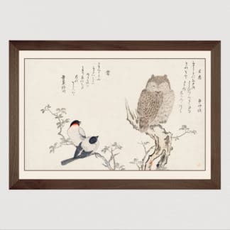 Mimizuku Uso - Tranh in khung kính gỗ sồi Nhật cổ Danh họa Utamaro Kitagawa (1753-1806) 60x80 cm
