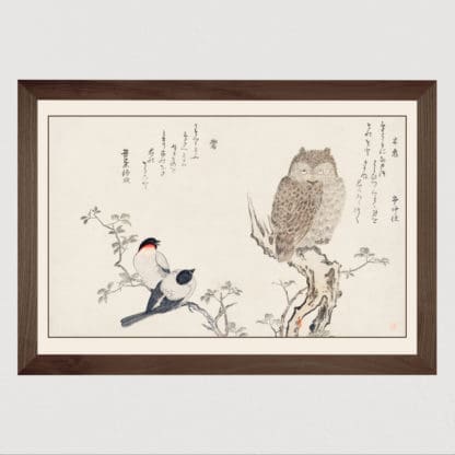 Mimizuku Uso - Tranh in khung kính gỗ sồi Nhật cổ Danh họa Utamaro Kitagawa (1753-1806) 60x80 cm