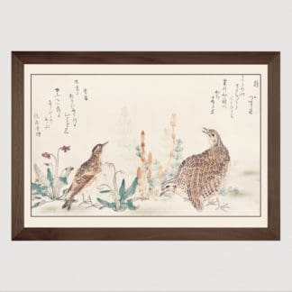 Uzura Hibari Tranh in khung kính Khung gỗ sồi
