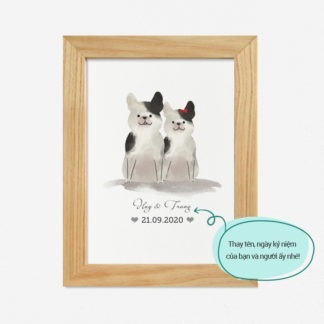Pet Couple - Quà tặng người yêu tranh cặp đôi viết tên theo yêu cầu hình động vật