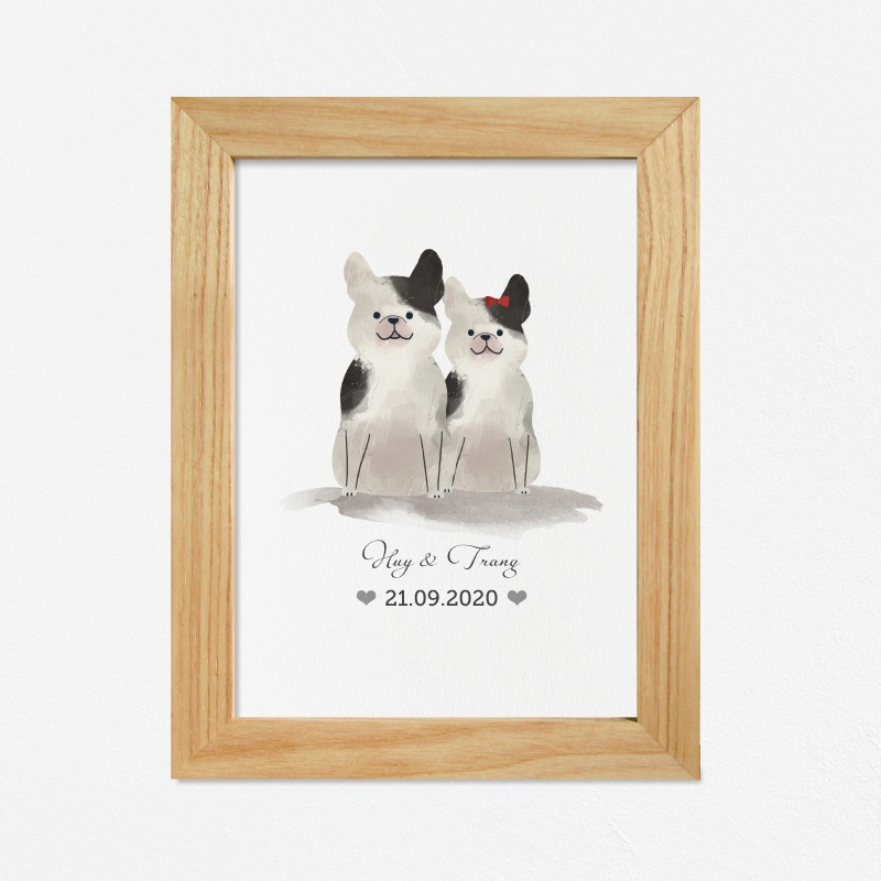Pet Couple - Tranh cặp đôi quà tặng viết tên theo yêu cầu hình động vật ngộ nghĩnh