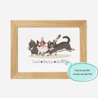 Cat Family - Quà tặng sinh nhật viết tên theo yêu cầu hình động vật con mèo
