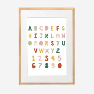 Alphabet - Tranh khung kính gỗ sồi treo tường 30x42cm