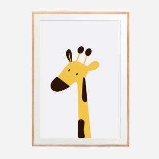 Cute Giraffe - Tranh khung kính gỗ sồi treo tường 50x70 cm