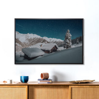 Tranh phong cảnh ngôi làng bên núi tuyết - Tranh canvas