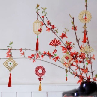Bộ 5 Kim Hoa Đăng - Phụ kiện trang trí tết, dây treo cây mai, cây đào | 5KHDV