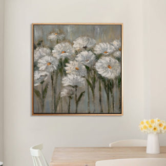 Daisy - Tranh sơn dầu hoa cúc trắng màu pastel 60x60cm - 30638