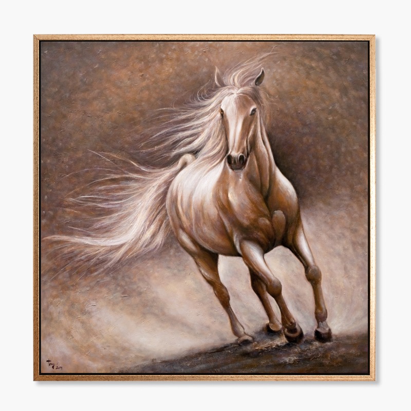 The Horse 2 - Tranh sơn dầu ngựa phi nước đại 100x100cm