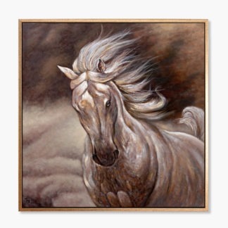 The Horse - Tranh sơn dầu vẽ chân dung con ngựa tung bờm phi nước đại 110x110cm - 31009