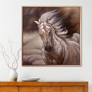 The Horse - Tranh sơn dầu vẽ chân dung con ngựa tung bờm phi nước đại 110x110cm - 31009