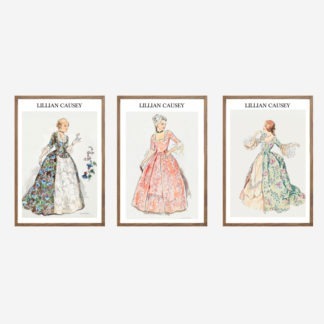 Elegant ladies - Bộ 3 tranh khung kính gỗ sồi 40x60cm/tranh