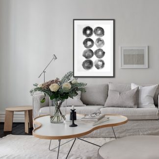 Tranh khung kính tối giản minimalist khối tròn B&W 30x40cm