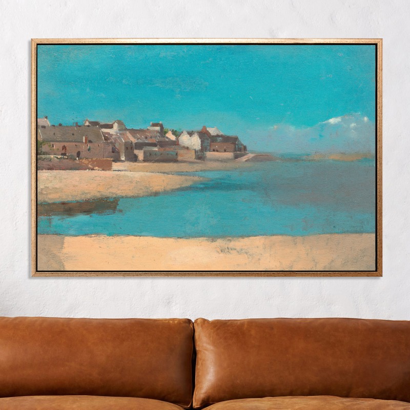 Tranh phong cảnh biển Ngôi làng bên bờ biển - Tranh canvas danh họa Odilon  Redon