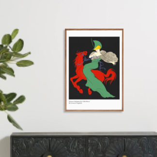 Poster Woman galloping on a red horse